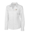 Miami Hurricanes Cutter & Buck Epic Easy Care Fine Twill Womens Long Sleeve Dress Shirt White Mannequin Thumbnail Image