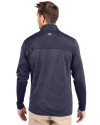 Georgetown Hoyas Cutter & Buck Traverse Stretch Eco Stripe Quarter Zip Mens Pullover Liberty Navy Back Thumbnail Image