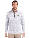 Miami Hurricanes Cutter & Buck Traverse Stretch Eco Camo Print Quarter Zip Mens Pullover Charcoal Front Thumbnail Image