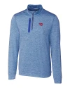 Dayton Flyers Cutter & Buck Stealth Heathered Quarter Zip Mens Pullover Tour Blue Mannequin Thumbnail Image