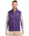 James Madison Dukes Cutter & Buck Mainsail Sweater-Knit Mens Full Zip Vest College Purple Heather Front Thumbnail Image