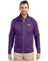 James Madison Dukes Cutter & Buck Mainsail Sweater-Knit Mens Full Zip Jacket College Purple Heather Front Thumbnail Image