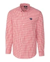 Dayton Flyers Cutter & Buck Easy Care Stretch Gingham Mens Long Sleeve Dress Shirt Cardinal Red Mannequin Thumbnail Image