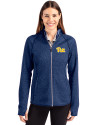 Pitt Panthers Cutter & Buck Mainsail Full Zip Hooded Womens Jacket Tour Blue Heather Front Thumbnail Image