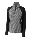 Pitt Panthers Cutter & Buck Forge Tonal Stripe Stretch Half Zip Womens Top Black Mannequin Thumbnail Image