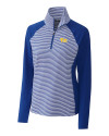 Pitt Panthers Cutter & Buck Forge Tonal Stripe Stretch Half Zip Womens Top Tour Blue Mannequin Thumbnail Image