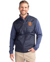 Syracuse Orange Cutter & Buck Stealth Hybrid Quilted Mens Big and Tall Full Zip Windbreaker Jacket Liberty Navy Front Thumbnail Image