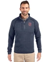 St Johns Red Storm Cutter & Buck Mainsail Sweater-Knit Mens Big and Tall Half Zip Pullover Jacket Liberty Navy Heather Front Thumbnail Image