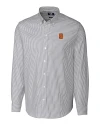 Syracuse Orange Cutter & Buck Stretch Oxford Stripe Mens Big and Tall Long Sleeve Dress Shirt Charcoal Mannequin Thumbnail Image