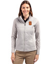 Syracuse Orange Cutter & Buck Stealth Hybrid Quilted Womens Full Zip Windbreaker Jacket Polished Medium Gray Front Thumbnail Image