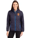 Syracuse Orange Cutter & Buck Rainier PrimaLoft®  Womens Eco Insulated Full Zip Puffer Jacket Dark Navy Front Thumbnail Image