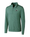Tulane Green Wave Cutter & Buck Shoreline Heathered Quarter Zip Mens Pullover Hunter Heather Mannequin Thumbnail Image