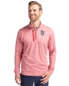 View image 1: St Johns Red Storm Cutter & Buck Stealth Heathered Mens Quarter Zip Cardinal Red Front
