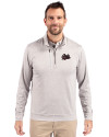 Montana Grizzlies Cutter & Buck Stealth Heathered Quarter Zip Mens Pullover Polished Medium Gray Front Thumbnail Image