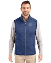 Emory Eagles Cutter & Buck Mainsail Sweater-Knit Mens Full Zip Vest Tour Blue Heather Front Thumbnail Image