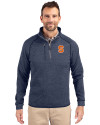 Syracuse Orange Cutter & Buck Mainsail Sweater-Knit Mens Half Zip Pullover Jacket Liberty Navy Heather Front Thumbnail Image