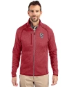 St Johns Red Storm Cutter & Buck Mainsail Sweater-Knit Mens Full Zip Jacket Cardinal Red Heather Front Thumbnail Image