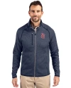 St Johns Red Storm Cutter & Buck Mainsail Sweater-Knit Mens Full Zip Jacket Liberty Navy Heather Front Thumbnail Image