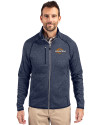 Pepperdine Waves Cutter & Buck Mainsail Sweater-Knit Mens Full Zip Jacket Liberty Navy Heather Front Thumbnail Image