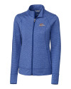 Pepperdine Waves Cutter & Buck Shoreline Heathered Womens Full Zip Jacket Tour Blue Heather Mannequin Thumbnail Image