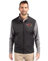 Illinois State Redbirds Cutter & Buck Stealth Hybrid Quilted Mens Big and Tall Full Zip Windbreaker Jacket Black Front Thumbnail Image