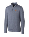 Pepperdine Waves Cutter & Buck Shoreline Heathered Quarter Zip Mens Big and Tall Pullover Liberty Navy Heather Mannequin Thumbnail Image