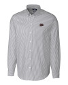 Montana Grizzlies Cutter & Buck Stretch Oxford Stripe Mens Big and Tall Long Sleeve Dress Shirt Charcoal Mannequin Thumbnail Image