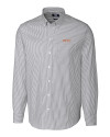 UOP Tigers Cutter & Buck Stretch Oxford Stripe Mens Big and Tall Long Sleeve Dress Shirt Charcoal Mannequin Thumbnail Image