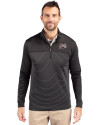 Montana Grizzlies Cutter & Buck Traverse Stretch Eco Stripe Quarter Zip Mens Pullover Black Front Thumbnail Image