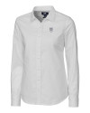 Emory Eagles Cutter & Buck Stretch Oxford Womens Long Sleeve Dress Shirt White Mannequin Thumbnail Image