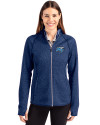 Middle Tennessee Blue Raiders Cutter & Buck Mainsail Full Zip Hooded Womens Jacket Tour Blue Heather Front Thumbnail Image