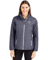 Emory Eagles Cutter & Buck Rainier PrimaLoft®  Womens Eco Insulated Full Zip Puffer Jacket Anthracite Melange Front Thumbnail Image