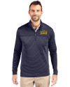 Drexel Dragons Cutter & Buck Traverse Stretch Eco Stripe Quarter Zip Mens Big and Tall Pullover Liberty Navy Front Thumbnail Image