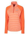 Pepperdine Waves Cutter & Buck Forge Tonal Stripe Stretch Half Zip Womens Top College Orange Mannequin Thumbnail Image