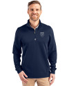 Emory Eagles Cutter & Buck Traverse Stretch Eco Quarter Zip Mens Pullover Liberty Navy Front Thumbnail Image