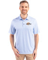 Pepperdine Waves Cutter & Buck Pike Double Dot Print Stretch Mens Big and Tall Polo Tour Blue Front Thumbnail Image