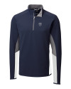 Emory Eagles Cutter & Buck Traverse Colorblock Stretch Quarter Zip Mens Pullover Liberty Navy Mannequin Thumbnail Image
