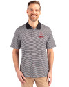 Bradley Braves Cutter & Buck Forge Tonal Stripe Stretch Mens Big and Tall Polo Black Front Thumbnail Image