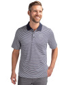 Emory Eagles Cutter & Buck Forge Tonal Stripe Stretch Mens Big and Tall Polo Liberty Navy Front Thumbnail Image
