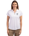 Emory Eagles Cutter & Buck Forge Stretch Womens Short Sleeve Polo White Front Thumbnail Image