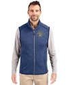 San Jose State Spartans Cutter & Buck Mainsail Sweater-Knit Mens Full Zip Vest Tour Blue Heather Front Thumbnail Image