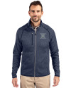 Xavier Musketeers Cutter & Buck Mainsail Sweater-Knit Mens Full Zip Jacket Liberty Navy Heather Front Thumbnail Image