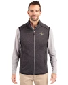Montana State Bobcats Cutter & Buck Mainsail Sweater-Knit Mens Big and Tall Full Zip Vest Charcoal Heather Front Thumbnail Image