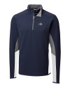 Montana State Bobcats Cutter & Buck Traverse Colorblock Stretch Quarter Zip Mens Pullover Liberty Navy Mannequin Thumbnail Image