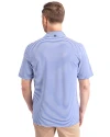 Back profile of a man wearing a Chelan Cutter & Buck Virtue Eco Pique Stripe Recycled Mens Polo Thumbnail Image