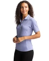 Side profile of a woman wearing a Hyacinth Cutter & Buck Virtue Eco Pique Recycled Womens Polo Thumbnail Image