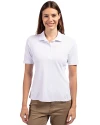 Front profile of a woman wearing a White Cutter & Buck Virtue Eco Pique Recycled Womens Polo Thumbnail Image