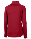 Mannequin back view of a Cardinal Red Cutter & Buck Adapt Eco Knit Stretch Recycled Womens Half Zip Pullover Thumbnail Image