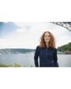 Woman standing outside wearing a Navy Blue Cutter & Buck Adapt Eco Knit Stretch Recycled Womens Half Zip Pullover Thumbnail Image