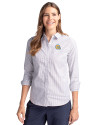 Albany State University Golden Rams Cutter & Buck Stretch Oxford Stripe Womens Long Sleeve Dress Shirt French Blue Front Thumbnail Image